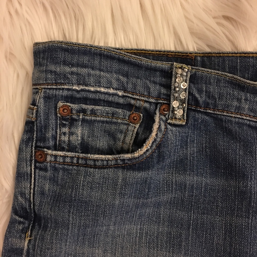 Lucky Brand | Jean Skirt | Custom Made | Lace and Sequin Detail - Picture 4 of 16